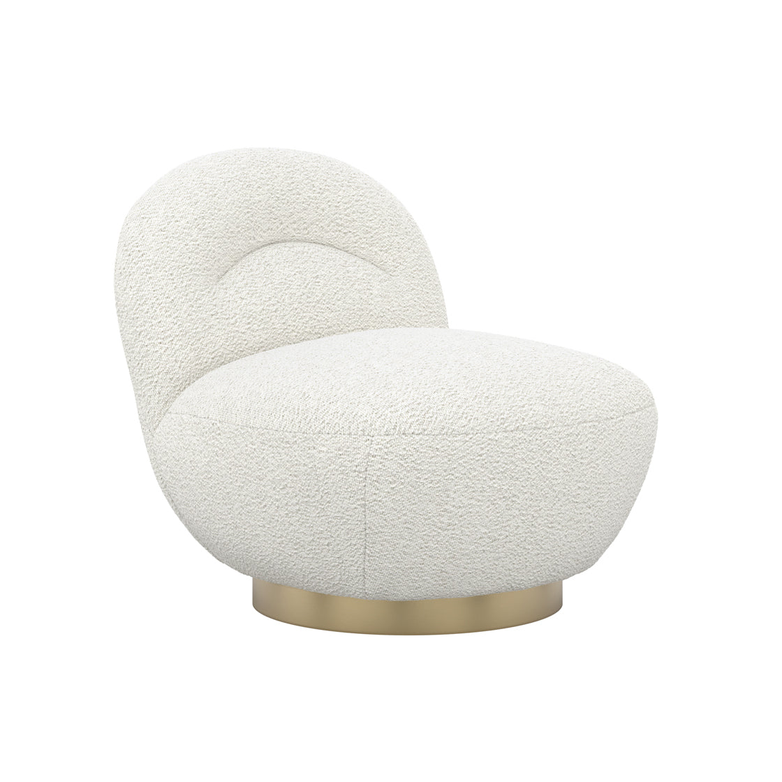 Langham Ivory Boucle & Gold Swivel Accent Chair